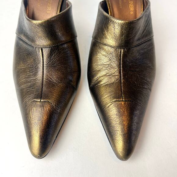 Donald J. Pliner Leather Kitten Heel Pointy Toe Mules Copper Sz 7 - Picture 3 of 12